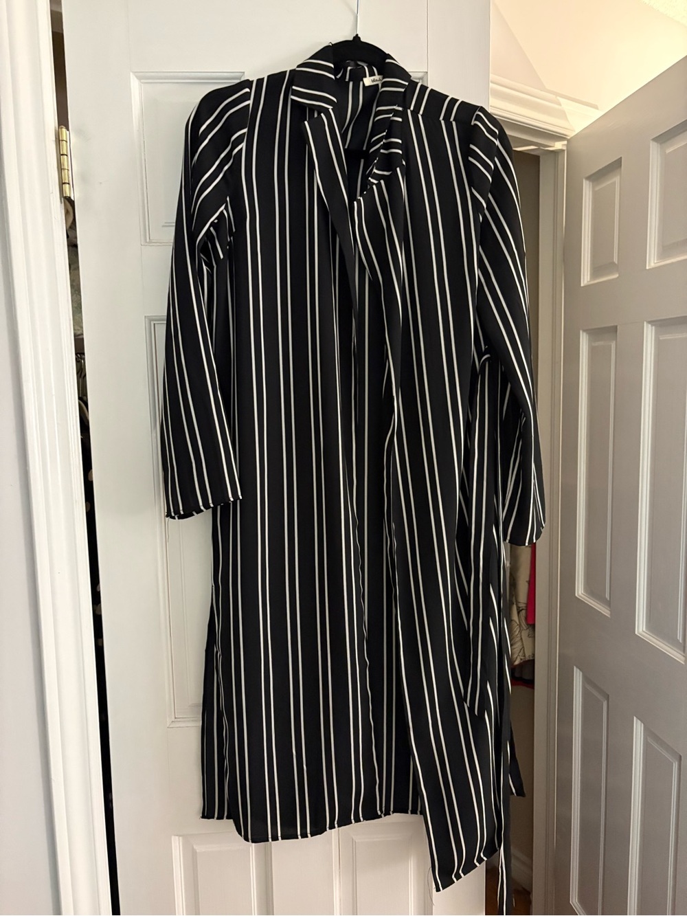 NWOT Black and White Striped Long Duster